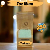 Toz Mum 250 Gr Dekoratif Mumu Kandil Hediyelik Fitilli Mumlar Şamdan Turkuaz Elma Kokulu - 1