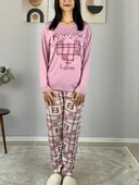 Kadın Fashion Love Desenli Pijama Takımı (Pembe) thumbnail 2
