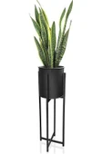 Orvila Orvila Siyah Dekoratif Ayaklı Metal Çiçeklik | 72cm Saksılık - 1