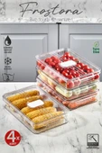 Orvila Orvila 4x Adet Şeffaf 3 Lt Frostora Kapaklı Buzdolabı Organizeri & Saklama Kabı & Düzenleyici & Erzak Kabı - 1