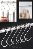Orvila Orvila 10 Adet Metal S Kanca - Mutfak Askısı Banyo Askısı Pano Askısı Çok Amaçlı Düzenleyici Askı - 1
