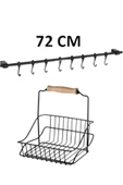 Orvila Orvila Siyah 72cm Askılı Metal Mutfak Sepeti 20x20 Cm / 2'li Set Takım - 1