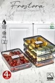 Orvila Orvila 4x Adet Füme 3 Lt Frostora Kapaklı Buzdolabı Organizeri & Saklama Kabı & Düzenleyici & Erzak Kabı - 1
