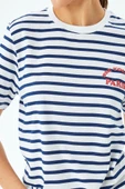 Koton Baskı Detaylı Bisiklet Yaka Pamuklu Çizgili Tişört thumbnail 5