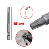 Mıknatıslı Torx T30 Bits Uç 150 mm 10'lu Set Kutulu Manyetik 1/4" Matkap Ucu Tork 15 cm Uzunluk - 2