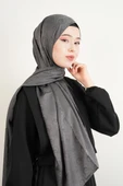 Jakarlı Şal Desenli Şal - Antrasit - 2