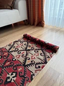 65x295 cm El Dokuma Türk Yolluk, Koç Boynuzlu ve Akrep Motifleri, Mükemmel Kondisyon, Benzersiz Bohem Ev Dekoru - 10