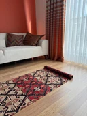 65x295 cm El Dokuma Türk Yolluk, Koç Boynuzlu ve Akrep Motifleri, Mükemmel Kondisyon, Benzersiz Bohem Ev Dekoru - 2