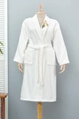 Nishev.com Evini Sev Karaca Home Daily Soft Off White Nakışlı %100 Pamuk Kadın Bornoz S/M - 1