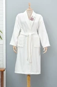 Nishev.com Evini Sev Karaca Home 2 Daily Soft Off White Nakışlı %100 Pamuk Kadın Bornoz S/M - 1