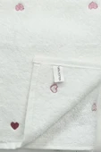 3 Parça Kalp Nakışlı Banyo Havlusu Takımı %100 Pamuklu Lovely Set - 7
