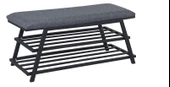 FREYA PUFLU AYAKKABILIK 80 CM SİYAH METAL GRİ PUF, DEMONTE AYAKKABILIK , RAFLI AYAKKABILIK, METAL AYAKKABILIK - 3