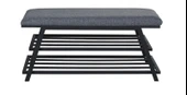 FREYA PUFLU AYAKKABILIK 80 CM SİYAH METAL GRİ PUF, DEMONTE AYAKKABILIK , RAFLI AYAKKABILIK, METAL AYAKKABILIK - 2