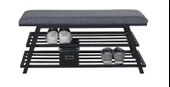 FREYA PUFLU AYAKKABILIK 80 CM SİYAH METAL GRİ PUF, DEMONTE AYAKKABILIK , RAFLI AYAKKABILIK, METAL AYAKKABILIK - 1