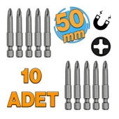 Mıknatıslı Yıldız PH2 Bits Uç 50 mm 10'lu Set Kutulu Manyetik 1/4" Matkap Ucu 5 cm Uzunluk - 1