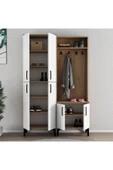 Ferniso Mobilya Portmanto+Ayakkabılık Ceviz-Beyaz - 3