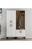 Ferniso Mobilya Portmanto+Ayakkabılık Ceviz-Beyaz - 2