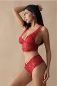 Kırmızı Bralet Dantelli Sütyen Takım 2' Li - 6255 - 3