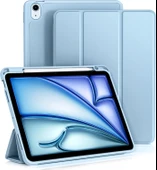 Apple İPad Air 11 inç M2 2024 Uyumlu Kılıf Pen Slot Charging Case Kalem Bölmeli A2902 A2903 A2904   Açık Mavi - 1