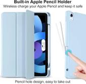 Apple İPad Air 11 inç M2 2024 Uyumlu Kılıf Pen Slot Charging Case Kalem Bölmeli A2902 A2903 A2904   Açık Mavi - 3