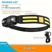 arwoan Sensörlü Ultra Parlak LED+COB Baş Lambası - Şarj Edilebilir, Ayarlanabilir Işın, Şarj Edilebilir Kafa Lambası - 1