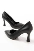 ST-001 Siyah Günlük 9 cm Topuklu Bayan Stiletto Ayakkabı - 5