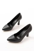 ST-001 Siyah Günlük 9 cm Topuklu Bayan Stiletto Ayakkabı - 3