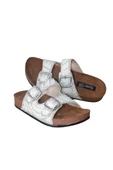 Hazel Beyaz Çift Bantlı Comfort Boncuk Aksesuarlı Terlik - 4