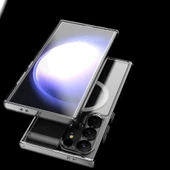 Galaxy S25 Ultra Kılıf Magsafe Şarj Özellikli Şeffaf Sert PC Embos Kapak - 11