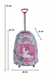 Çekçekli Unicorn Desenli İlkokul Çantası + Beslenme Çantası - 5