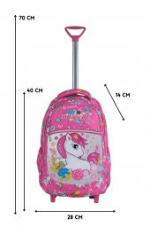 Çekçekli Unicorn Desenli İlkokul Çantası + Beslenme Çantası - 10