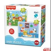 Fisher Price Bebek Puzzle baby puzzle railway & bedtime 2 in 1 24 ve 12  parça 2+ yaş 1 kutu - 1