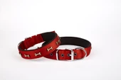 Doggie Softlu Kemik Desenli Köpek Tasması 2 cm x 45 cm Kırmızı - 1
