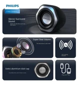 Philips Spa2209 2.0 USB- 3.5MM Jack Hoparlör Ses Kontrol Tuşu - 2