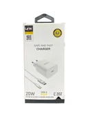 Link Tech C202 Safe PD 20W Tip-C Lightning Kablolu Şarj Cihazı - 1