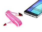 Android Örgü Şeklinde Renkli Çelik Şarj Data Kablosu - Pembe - 1