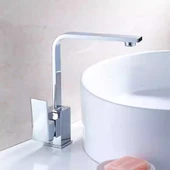 Kustar Krom Kare Aç Kapa Banyo Lavabo Bataryası 2 Yıl Garantili Pirinç Gövde - 1