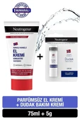 NEUTROGENA Norveç Formülü Parfümsüz El Kremi 75 ml Dudak Kremi Hediye - 1