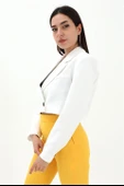 Crop Blazer Kısa Ceket - Ekru thumbnail 6