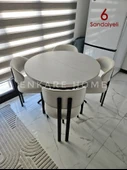 Enkare Oliva Masa Badem Sandalye Takımı 6 Sandalye + Yuvarlak Açılabilir Mdf Masa - 5