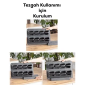 Porsima 8li-6lı Etiketli Kendinden Yapışkanlı Tezgah Üstü Kaşıklı Standlı Döner Kapaklı Baharatlık Seti thumbnail 5