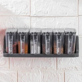 Porsima 8li-6lı Etiketli Kendinden Yapışkanlı Tezgah Üstü Kaşıklı Standlı Döner Kapaklı Baharatlık Seti thumbnail 3