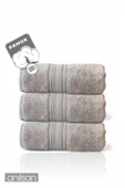 3'lü Kahverengi Süper Soft Bordürlü El Havlusu - 50x90 Cm, 250 Gr, %100 Pamuk, Spa Ve Otel Havlusu - 2