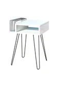 AKIS HOME Beyaz Plak ve Pikap Sehpası Metal Ayaklı - 3