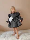 Rose Siyah Şifon Kız Çocuk Parti Elbisesi - 3