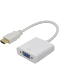 Net Dünya HDMI To VGA Kablo Çevirici Dönüştürücü Görüntü Altın Uçlu Full HD Beyaz - 1
