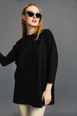 Uzun Kollu Örme Tunik - Siyah Kadın Tesettür Tunik Modest Tunik Örme Elbise Uzun Kollu Elbise - 2