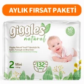 Giggles Natural 2 Numara Mini Pamuklu Bebek bezi 132 Adet - 1