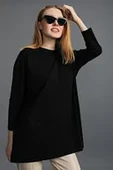 Uzun Kollu Örme Tunik - Siyah Kadın Tesettür Tunik Modest Tunik Örme Elbise Uzun Kollu Elbise - 1