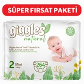 Giggles Natural 2 Numara Mini Pamuklu Bebek bezi 264 Adet - 1